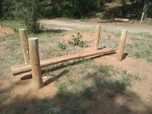 Poutre d'équilibre mobile en bois de robinier