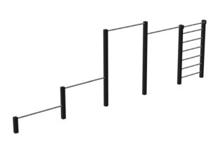 Combiné barres fixes et poutres pour parcours sportif extérieurs