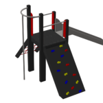 Aire de jeux avec toboggan et filet à grimper