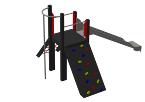 Aire de jeux avec toboggan et filet à grimper